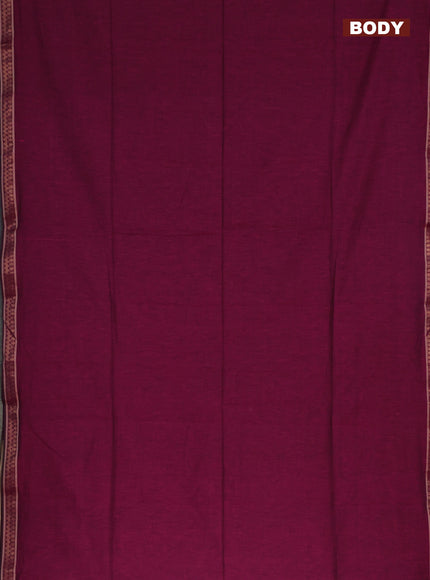 Bengal soft cotton saree dark magenta pink and maroon with plain body and zari woven border