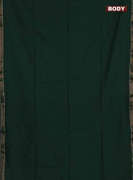 Bengal soft cotton saree green and maroon with plain body and zari woven border