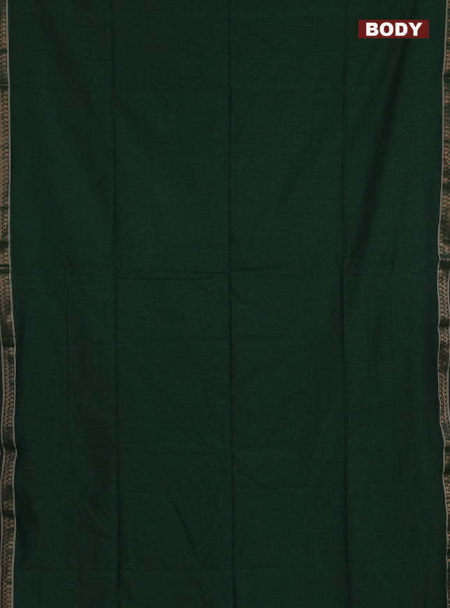 Bengal soft cotton saree green and maroon with plain body and zari woven border