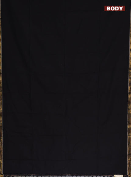 Bengal soft cotton saree black and maroon with plain body and zari woven border