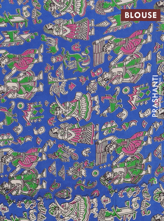 Bengal soft cotton saree dark magenta pink and blue with plain body and zari woven border