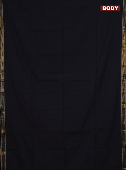 Bengal soft cotton saree black and cs blue with plain body and zari woven border