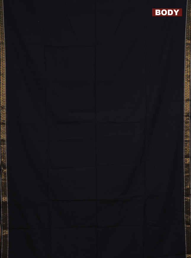 Bengal soft cotton saree black and cs blue with plain body and zari woven border