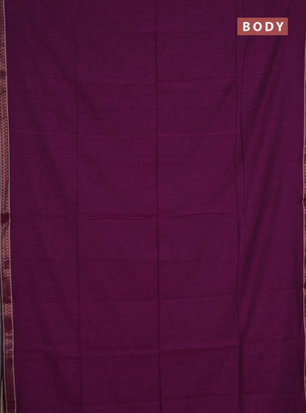 Bengal soft cotton saree purple and blue with plain body and zari woven border