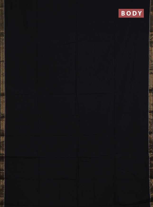 Bengal soft cotton saree black and violet with plain body and zari woven border