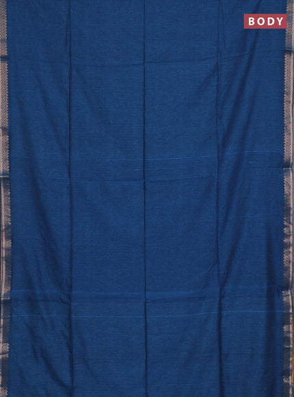 Bengal soft cotton saree cs blue and maroon with plain body and zari woven border