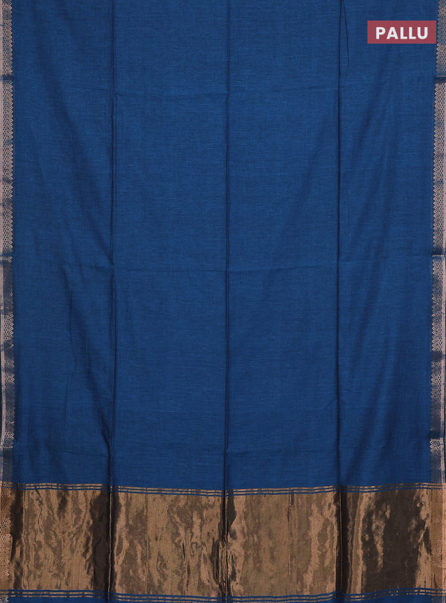 Bengal soft cotton saree cs blue and maroon with plain body and zari woven border