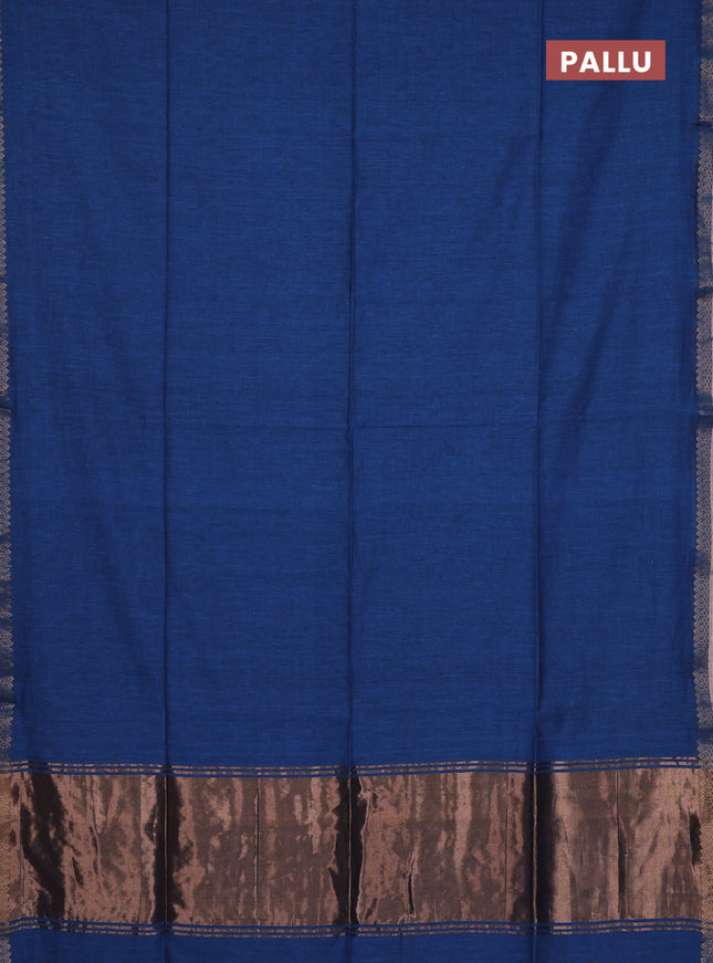Bengal soft cotton saree cs blue and maroon yellow with plain body and zari woven border