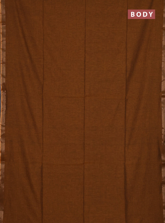 Bengal soft cotton saree dark mustard and deep maoon with plain body and zari woven border