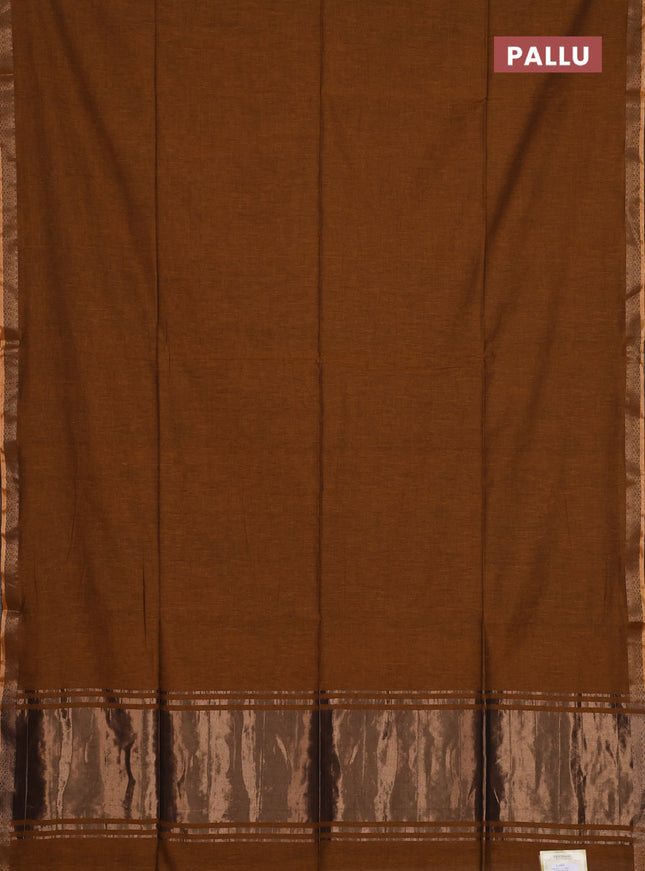 Bengal soft cotton saree dark mustard and deep maoon with plain body and zari woven border