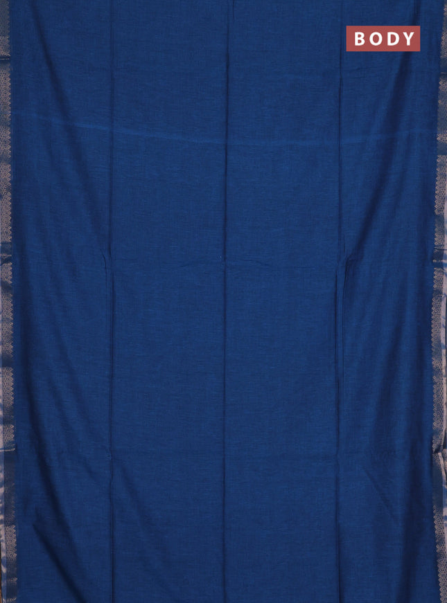 Bengal soft cotton saree cs blue and maroon with plain body and zari woven border