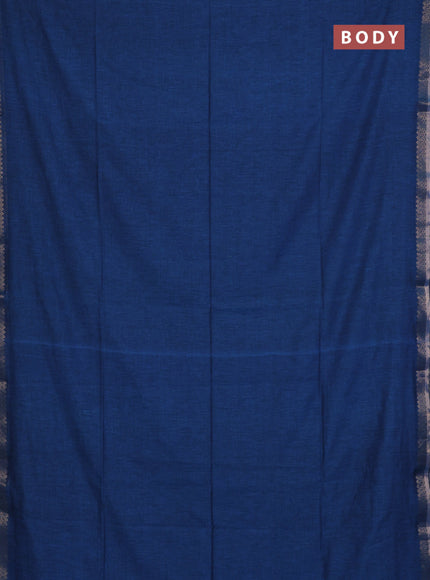 Bengal soft cotton saree cs blue and deep maoon with plain body and zari woven border