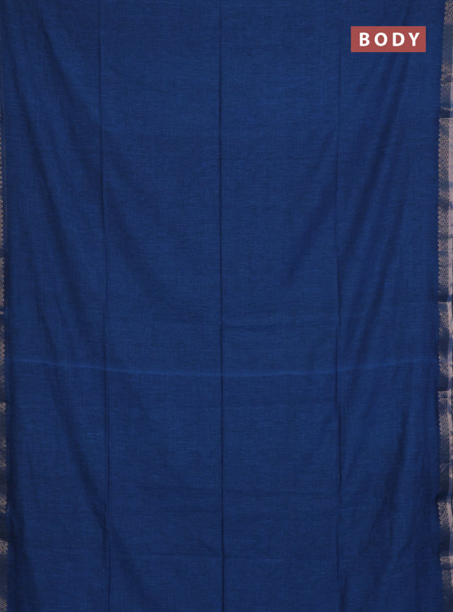Bengal soft cotton saree cs blue and deep maoon with plain body and zari woven border