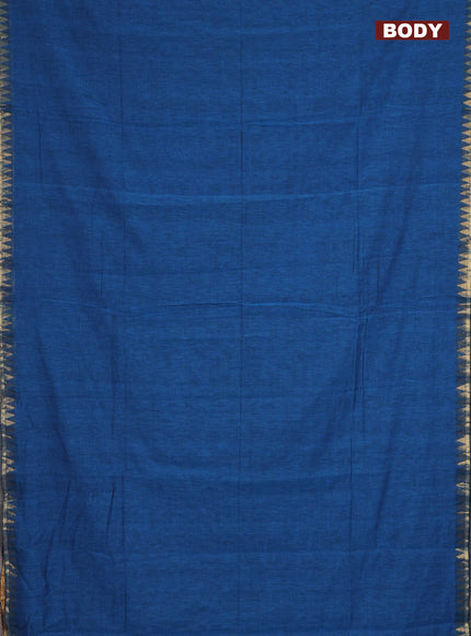 Bengal soft cotton saree peacock blue and blue with plain body and zari woven border