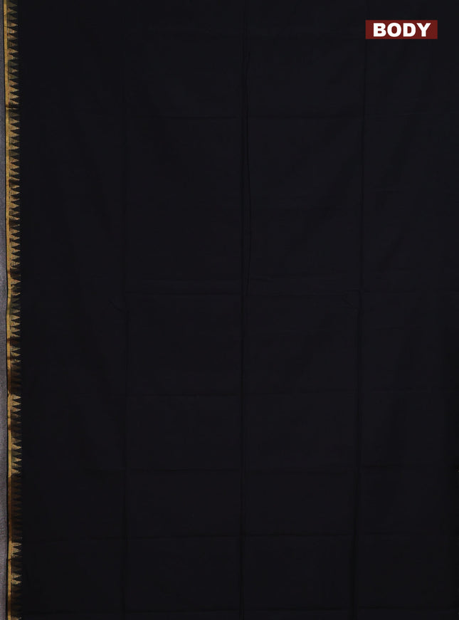 Bengal soft cotton saree black and maroon with plain body and zari woven border