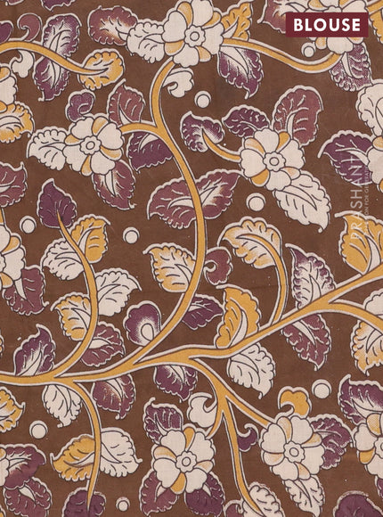 Bengal soft cotton saree green shade and brown with plain body and zari woven border