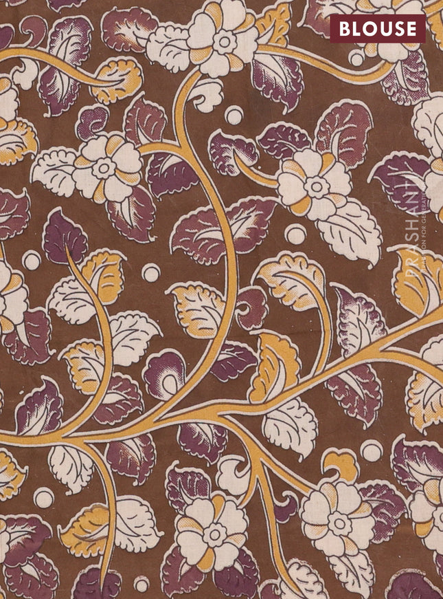 Bengal soft cotton saree green shade and brown with plain body and zari woven border