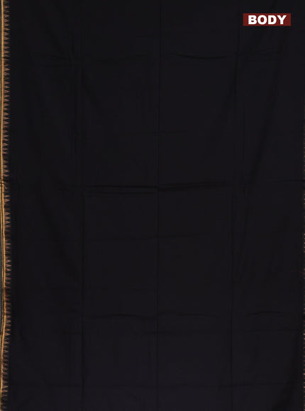 Bengal soft cotton saree black and maroon with plain body and zari woven border
