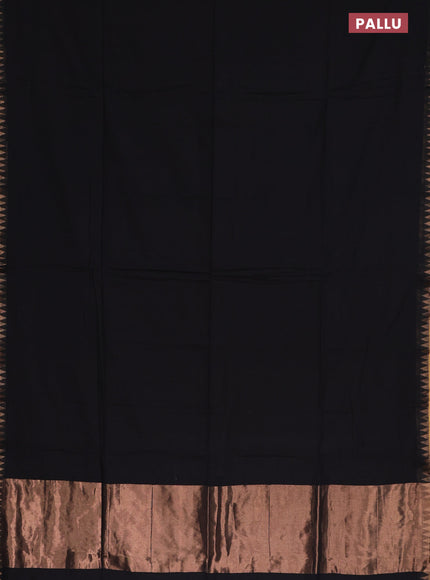 Bengal soft cotton saree black and maroon with plain body and zari woven border