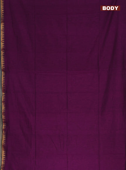 Bengal soft cotton saree purple with plain body and zari woven border