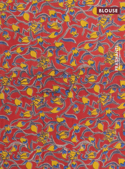 Bengal soft cotton saree navy blue and red with plain body and zari woven border