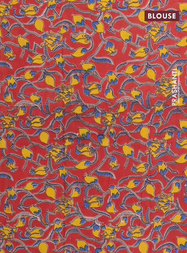 Bengal soft cotton saree navy blue and red with plain body and zari woven border