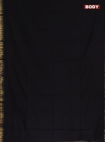 Bengal soft cotton saree black and cs blue with plain body and zari woven border