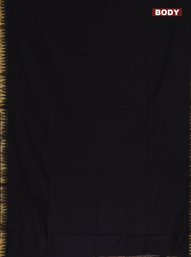 Bengal soft cotton saree black and cs blue with plain body and zari woven border