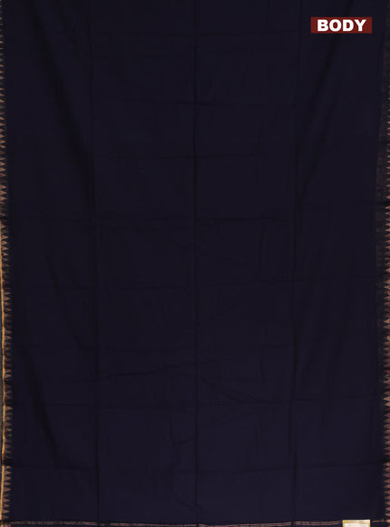 Bengal soft cotton saree navy blue and maroon with plain body and zari woven border