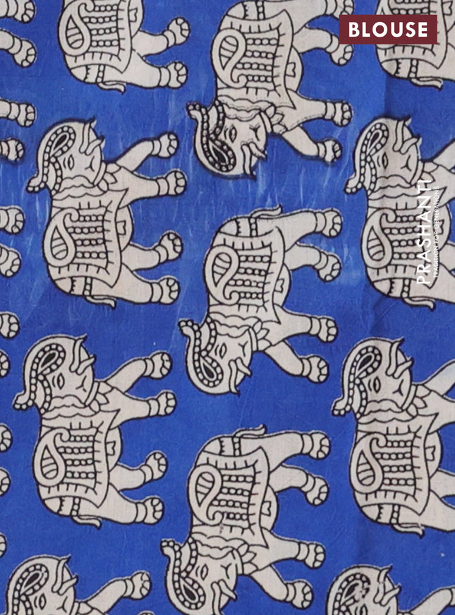 Bengal soft cotton saree navy blue and blue with plain body and zari woven border