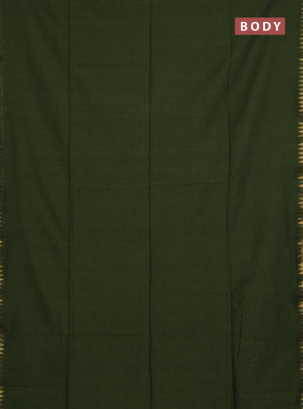 Bengal soft cotton saree sap green and blue with plain body and zari woven border