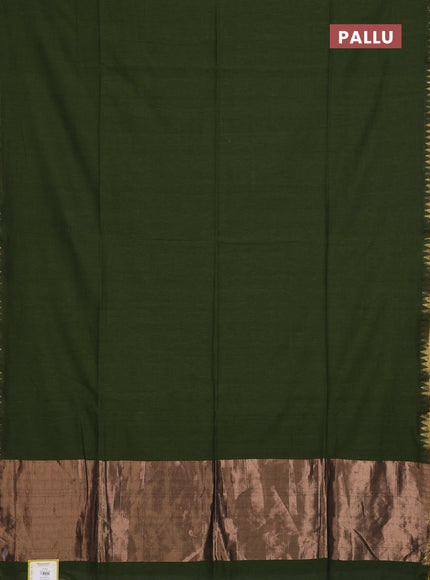 Bengal soft cotton saree sap green and blue with plain body and zari woven border