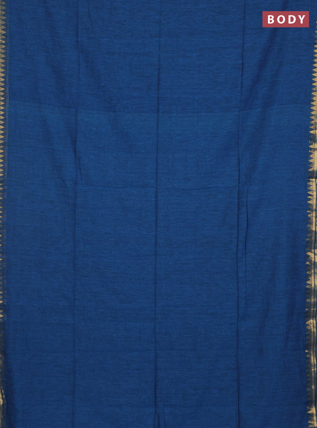 Bengal soft cotton saree cs blue and maroon with plain body and zari woven border