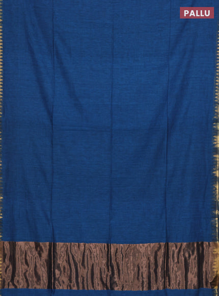 Bengal soft cotton saree cs blue and maroon with plain body and zari woven border