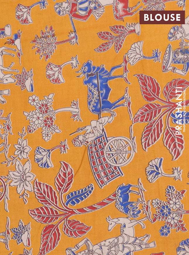 Bengal soft cotton saree cs blue and mustard yellow with plain body and zari woven border