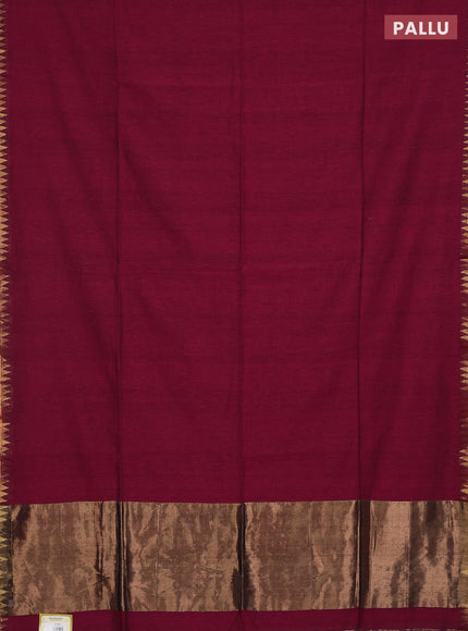 Bengal soft cotton saree magenta pink and peacock blue with plain body and zari woven border