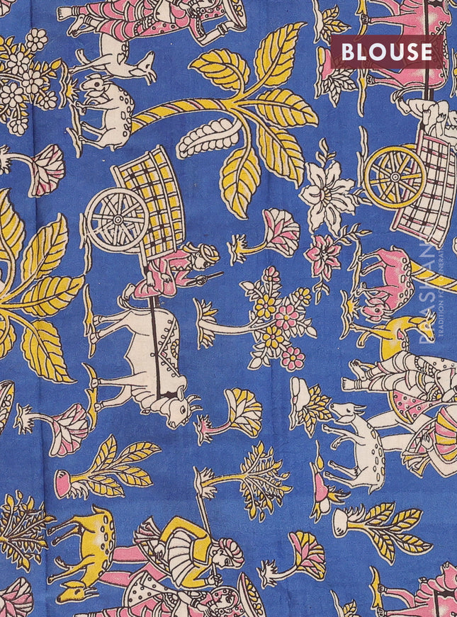 Bengal soft cotton saree magenta pink and peacock blue with plain body and zari woven border