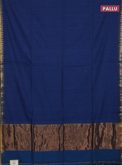 Bengal soft cotton saree peacock blue and maroon with plain body and zari woven border