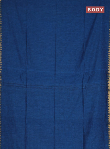 Bengal soft cotton saree cs blue and red with plain body and zari woven border