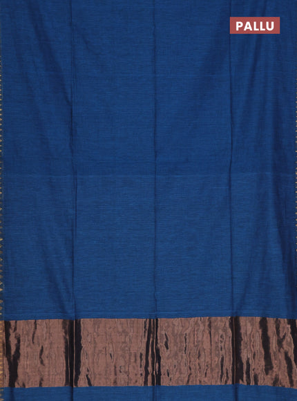 Bengal soft cotton saree cs blue and red with plain body and zari woven border