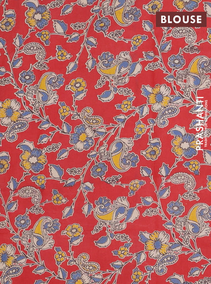 Bengal soft cotton saree cs blue and red with plain body and zari woven border