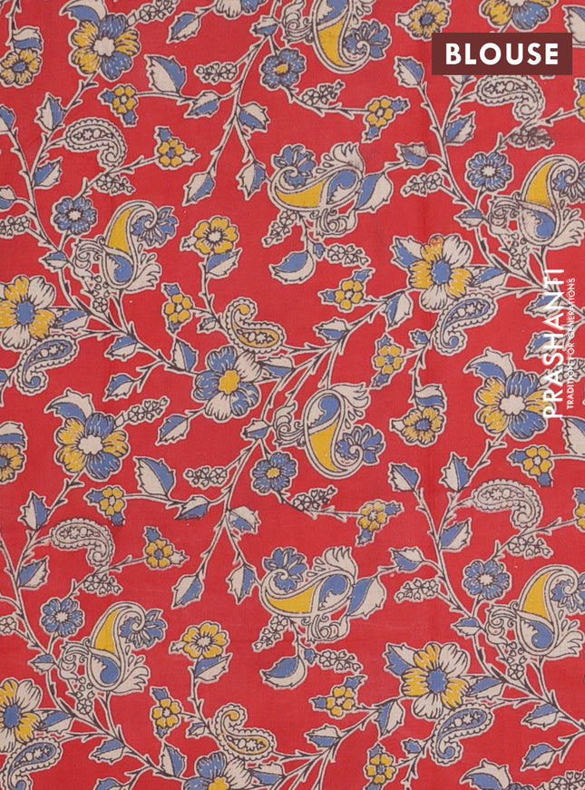 Bengal soft cotton saree cs blue and red with plain body and zari woven border