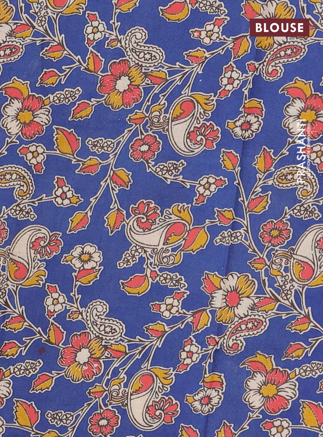 Bengal soft cotton saree maroon and blue with plain body and zari woven border