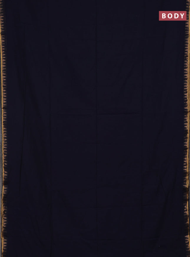 Bengal soft cotton saree blue and cs blue with plain body and zari woven border