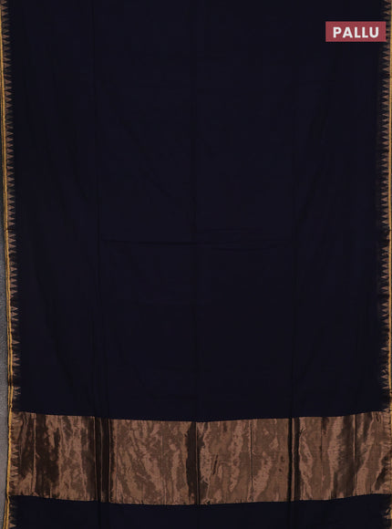 Bengal soft cotton saree blue and cs blue with plain body and zari woven border