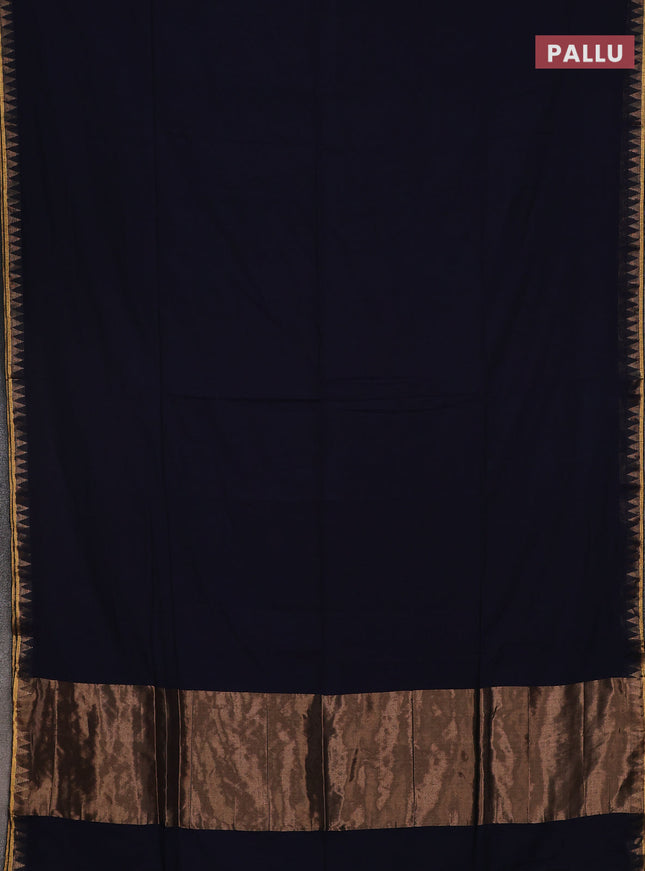 Bengal soft cotton saree blue and cs blue with plain body and zari woven border