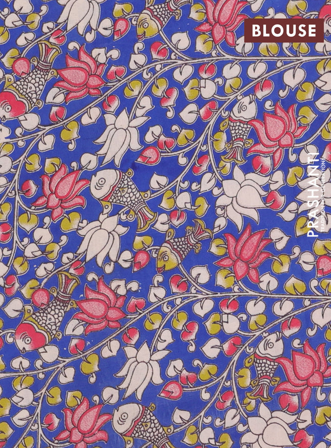 Bengal soft cotton saree maroon and blue with plain body and zari woven border