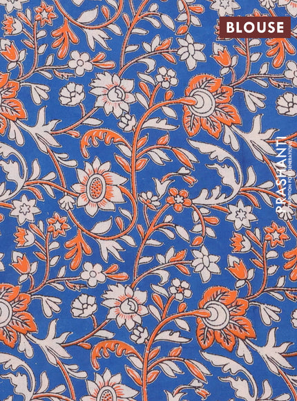 Bengal soft cotton saree cs blue with plain body and zari woven border