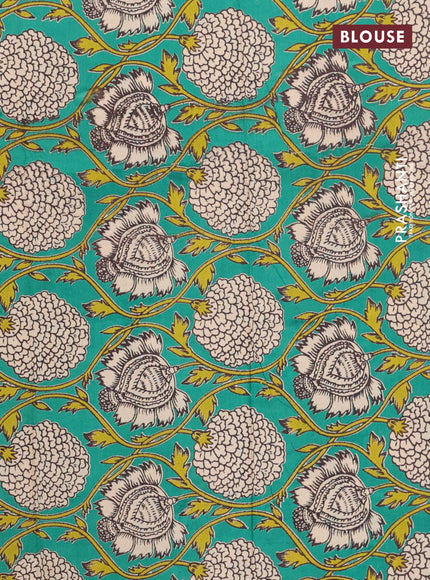 Bengal soft cotton saree magenta pink and teal green with plain body and zari woven border