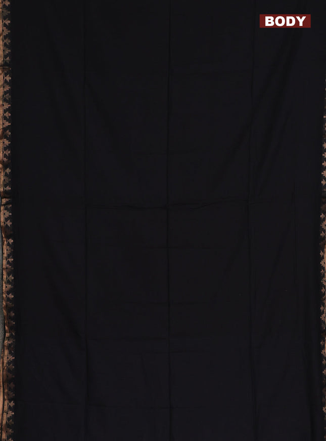Bengal soft cotton saree black and maroon with plain body and zari woven border